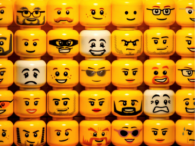 LEGO minifigure heads.