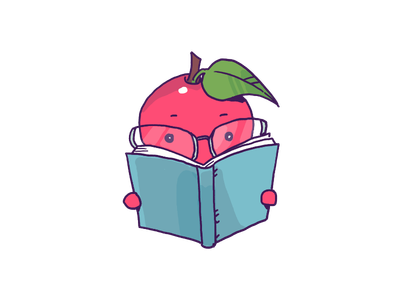 apple reading a book