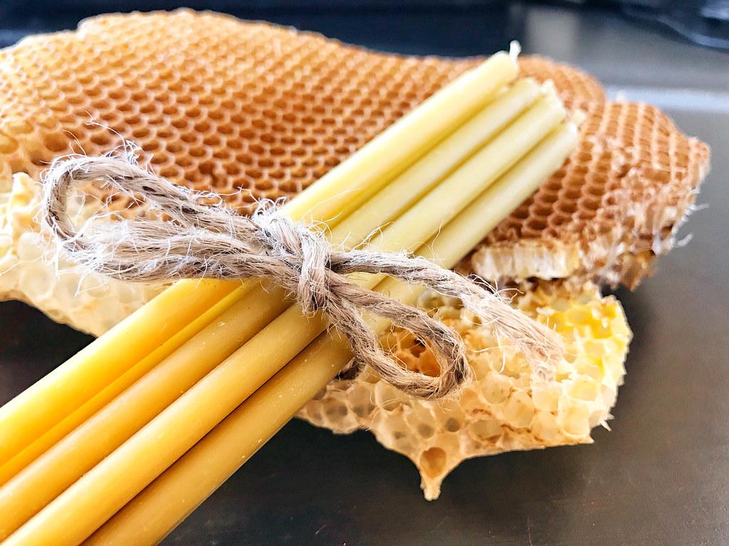 honeycomb and wax candles