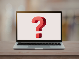 computer screen with red question mark