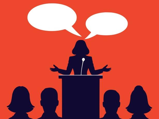 person giving speech