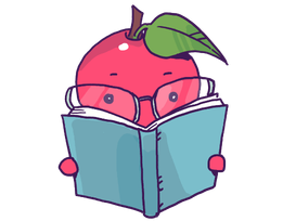 apple reading a book